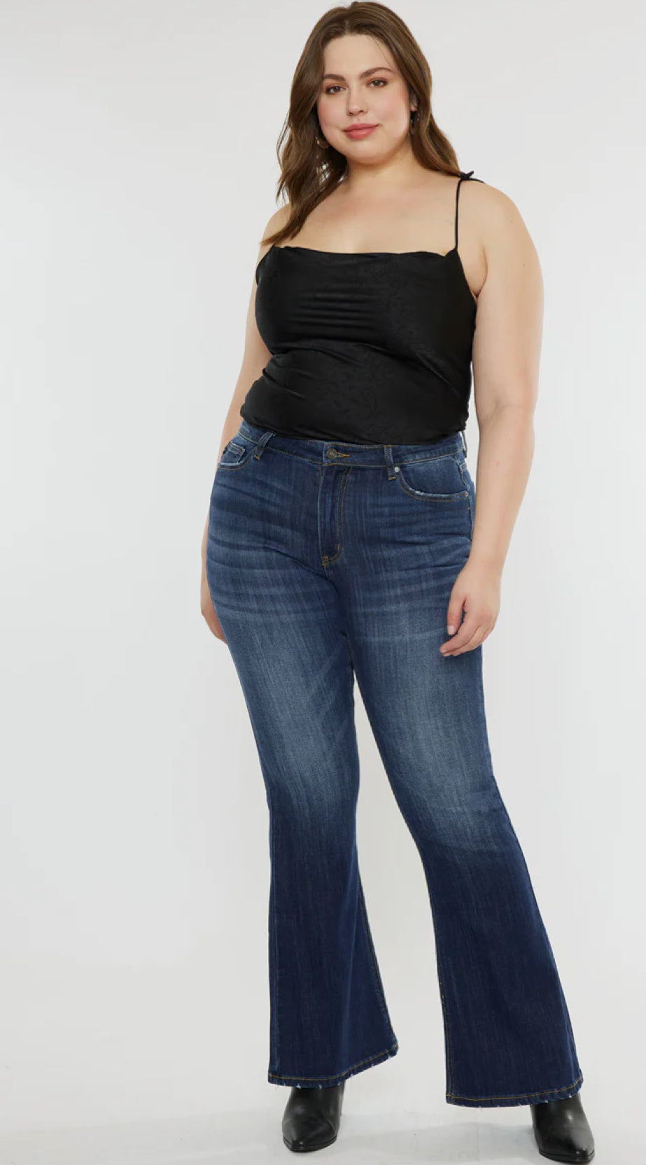 KC Natti Mid Rise Flare Denim-Market Grey Boutique