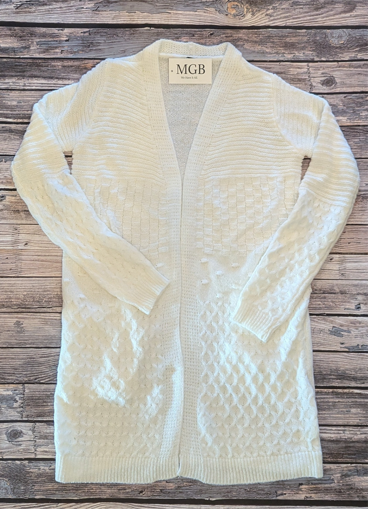 Ivory Mix Stitch Long Cardigan