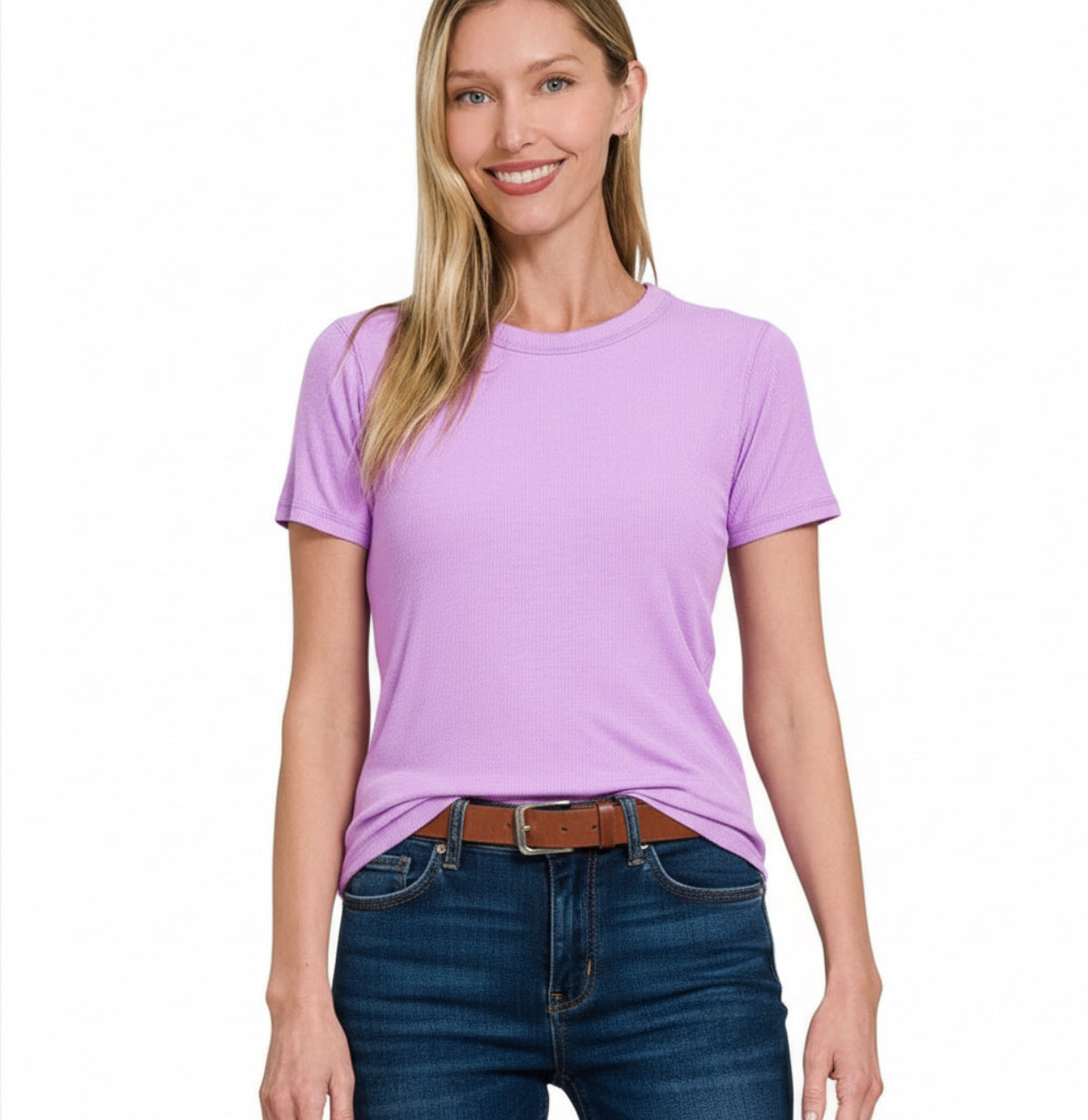 Lavender Ribbed Roundneck Tee