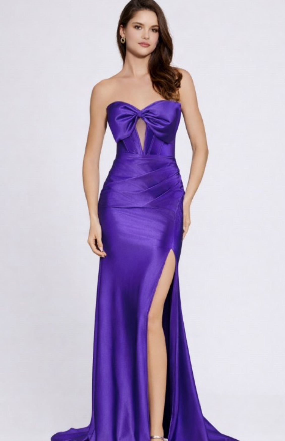2026- Deep Purple Bow Accent Gown🤍-Market Grey Boutique