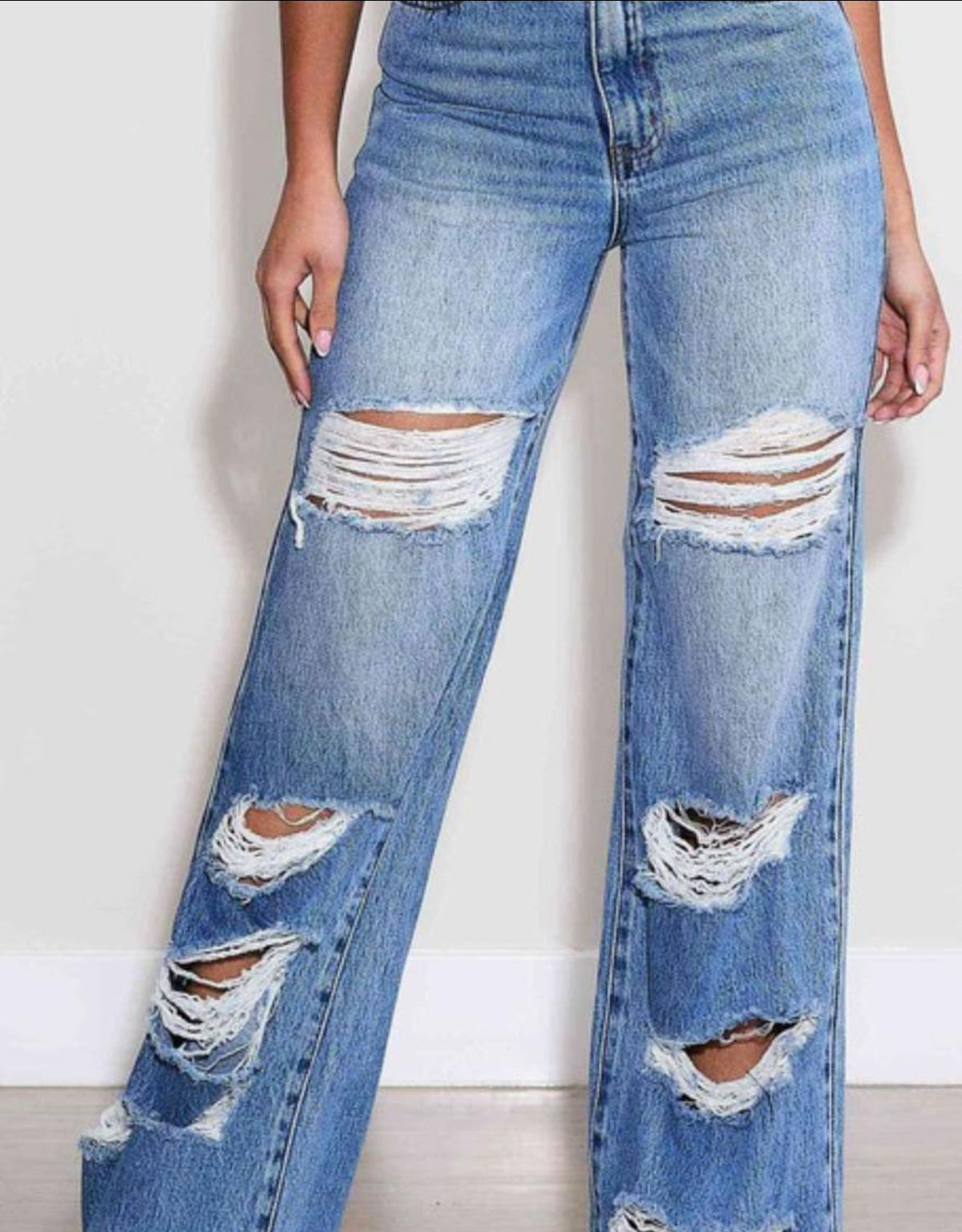 HR Distressed Baggy M.I.U. Denim-Market Grey Boutique