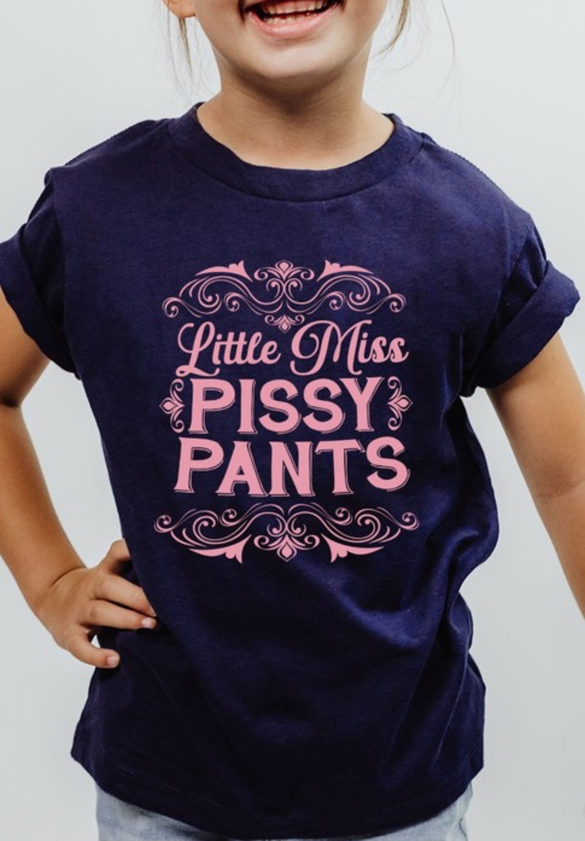 Kids Miss Pissy Pants Graphic Tee-Market Grey Boutique
