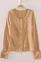 Yellow Lace Sleeved Ribbed Top-Market Grey Boutique