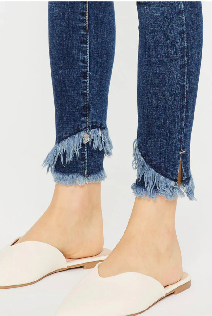 KC Frayed Cross Cuff Mid Rise Ankle Skinny