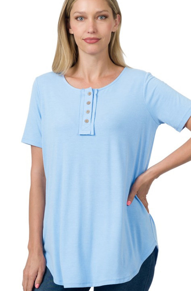 Short Sleeve Half Button Top