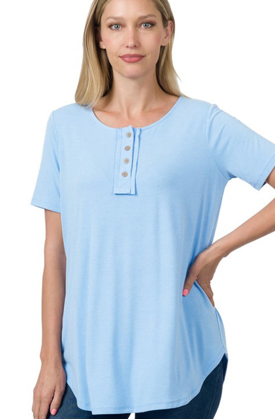 Short Sleeve Half Button Top