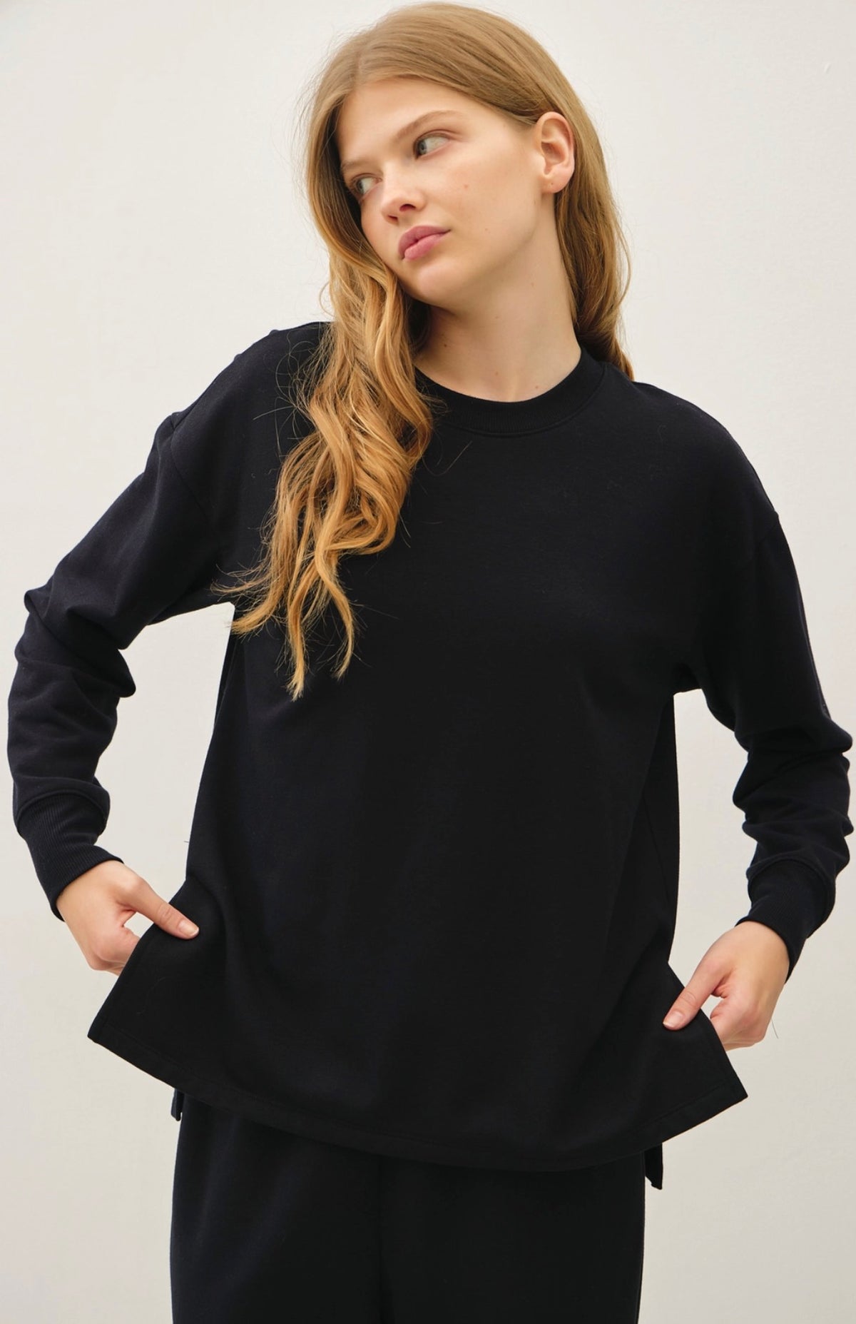 Black Cloud Fleece Boxy Top-Market Grey Boutique
