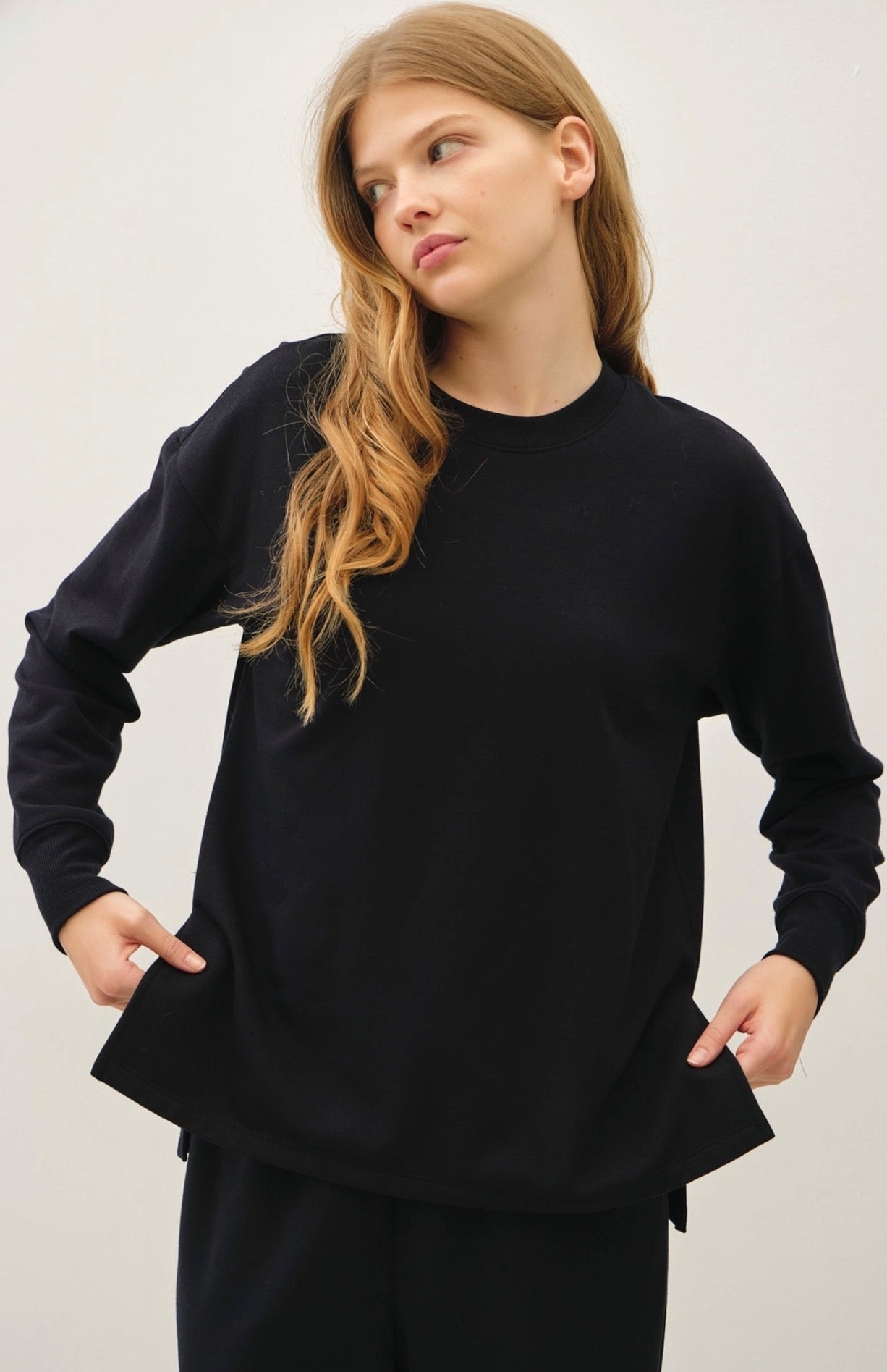 Black Cloud Fleece Boxy Top