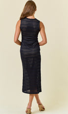 Striped Overlay Luxe Midi Dress-Market Grey Boutique