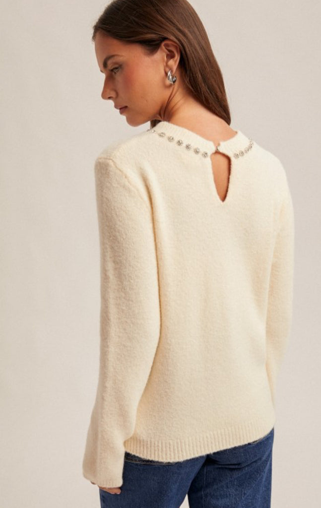 Jewel Accent Ivory Sweater