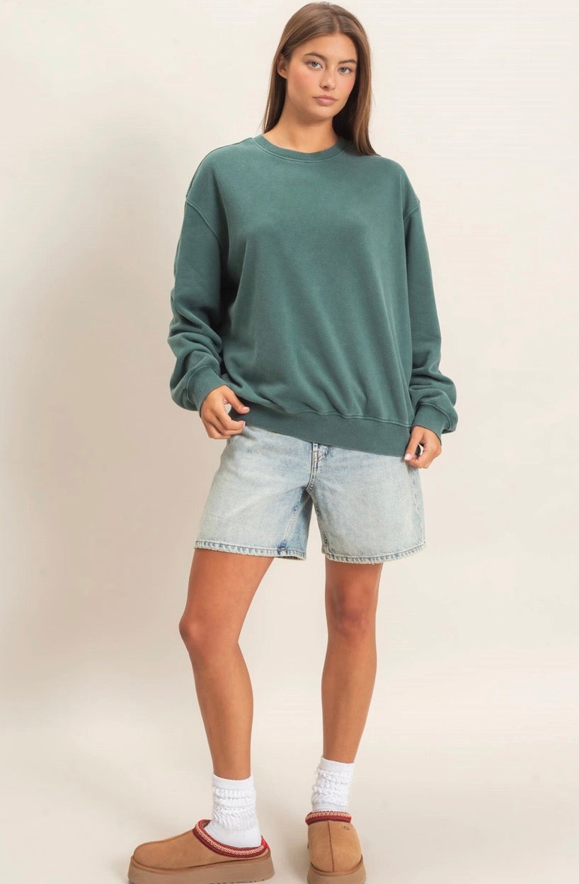 Mineral Wash Crew Neck Sweatshirt