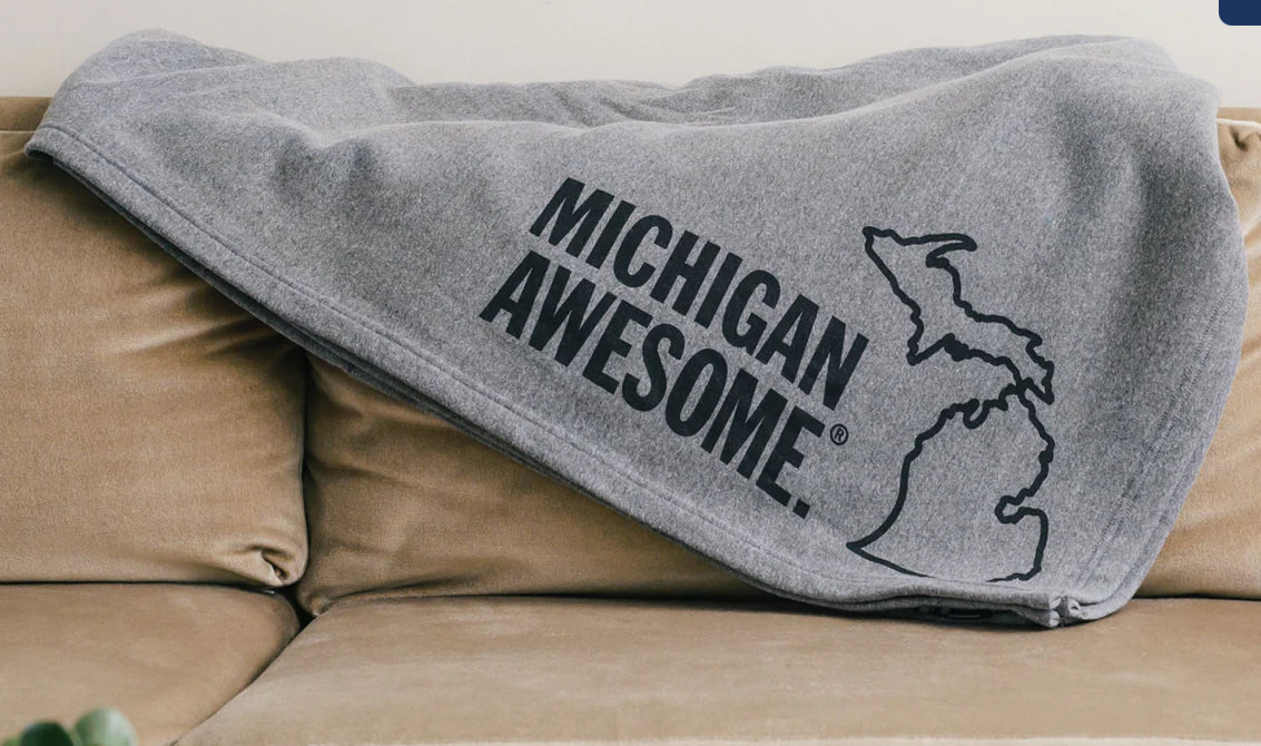 Michigan Awesome Sweatshirt Blanket-Market Grey Boutique