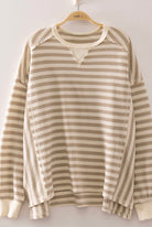 Oversized Striped Waffle Top-Market Grey Boutique