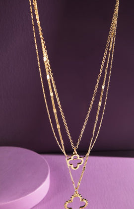 Brass Triple Layer Clover Necklace