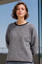 Heathered Black Oversized Knit Top-Market Grey Boutique