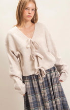 Two Way Tie Bow Detail Sweater-Market Grey Boutique
