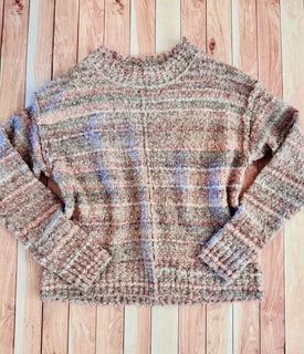 Marled Pink Contrast Sweater