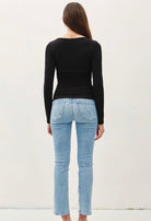 Black Ruched Boat Neck Top-Market Grey Boutique