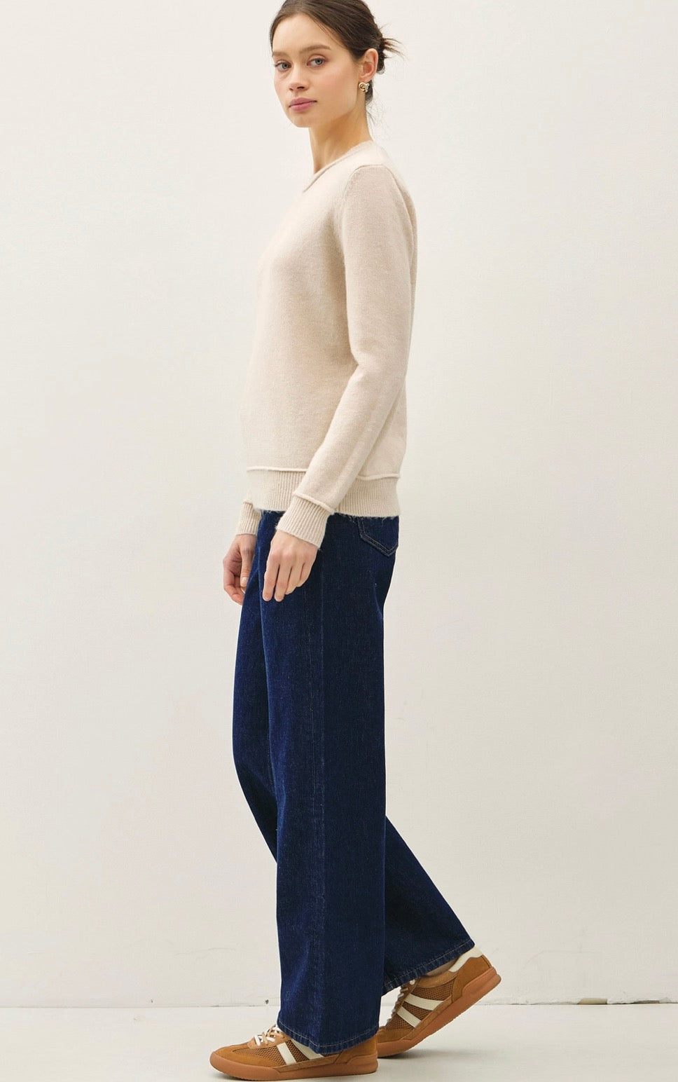 Oatmeal Exposed Seam Crewneck Sweater