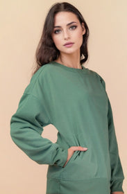 Sage Oversized Casual Comfy Solid Knit Top