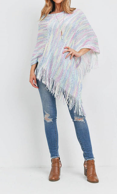 Multi Colored Knit Poncho