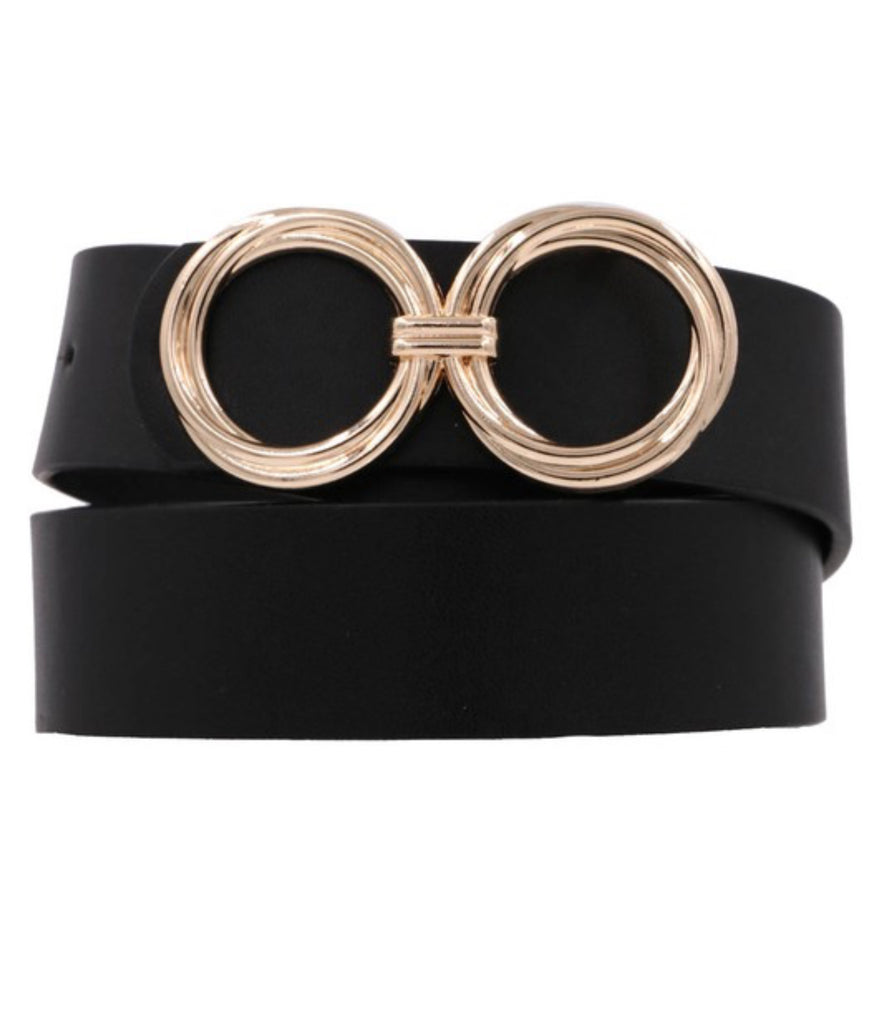 Twisted Metal Buckle Faux Leather Belt