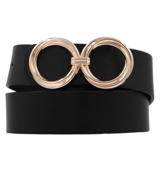 Twisted Metal Buckle Faux Leather Belt