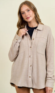 Waffle Knit Button Down Shacket