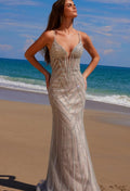 2026 - Silver/Nude Appliqué Tulle Gown🤍
