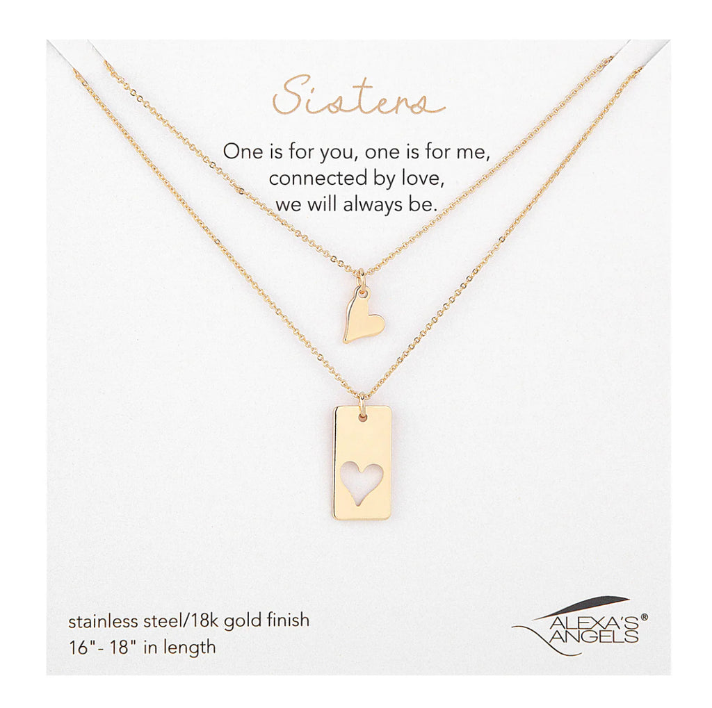 Sisters Connected Heart Necklace Set