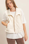 Geometric Quilted Ivory Vest