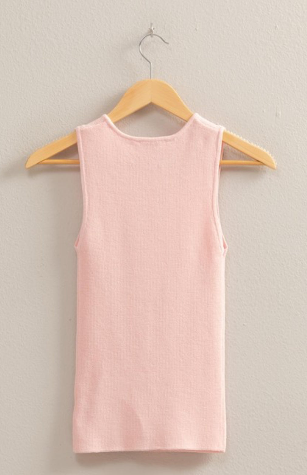 Soft Pink Ribbed Knit Fit Tank Top