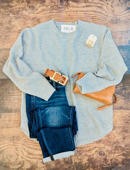 PLUS HEATHER GREY BASIC KNIT SWEATER