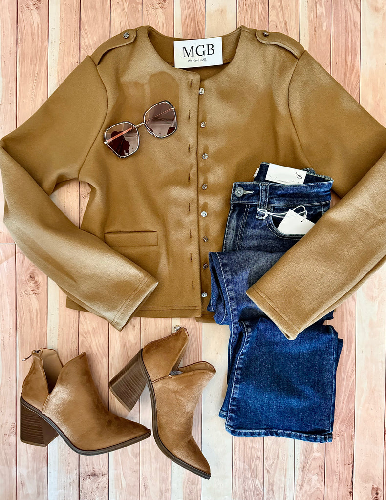 Tan Single-Breasted Jacket