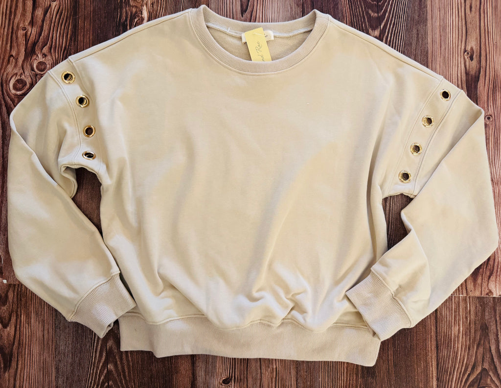 Grommet Detail Crewneck