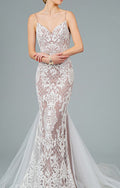 2026 Mauve Underlay Lace Mermaid Gown🤍