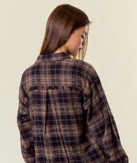 Distressed Black/Brown Flannel
