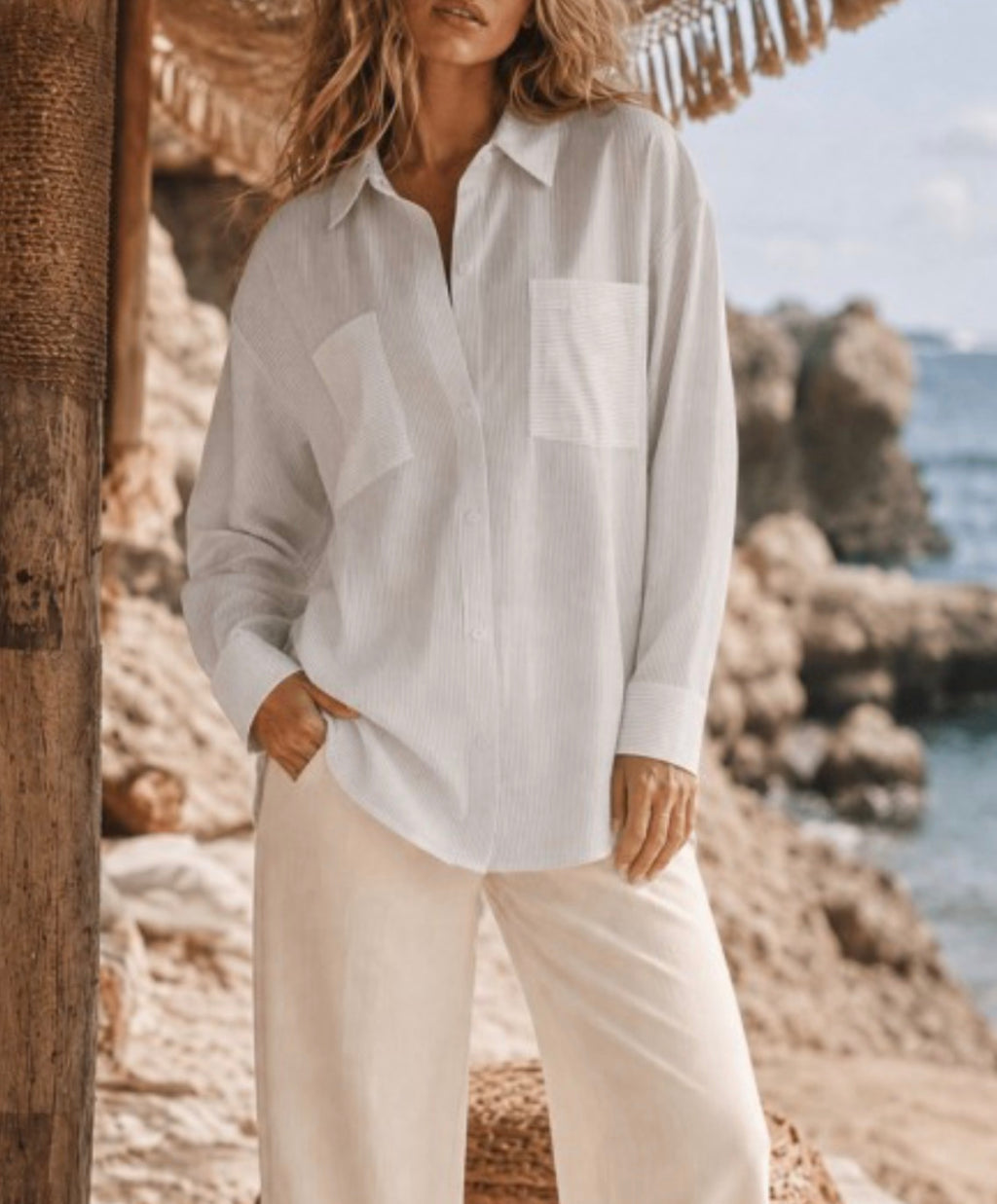 Button Up Collared Blouse