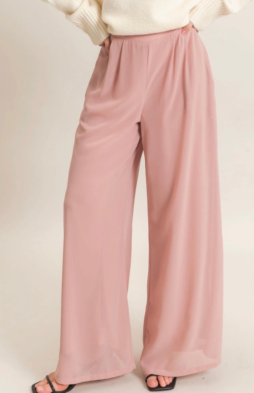 Blush Wide Leg Elegant Pant