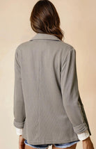 Olive Shirred Textured Blazer-Market Grey Boutique