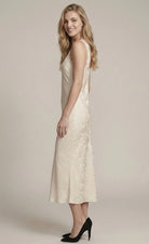 Ivory Jacquard Satin Slip Dress-Market Grey Boutique