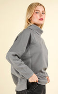Mock Neck Oversized Curvy Grey Top