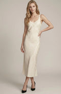 Ivory Jacquard Satin Slip Dress