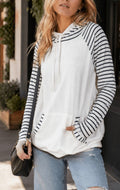 Cream Colorblock Light Weight Striped Hoodie