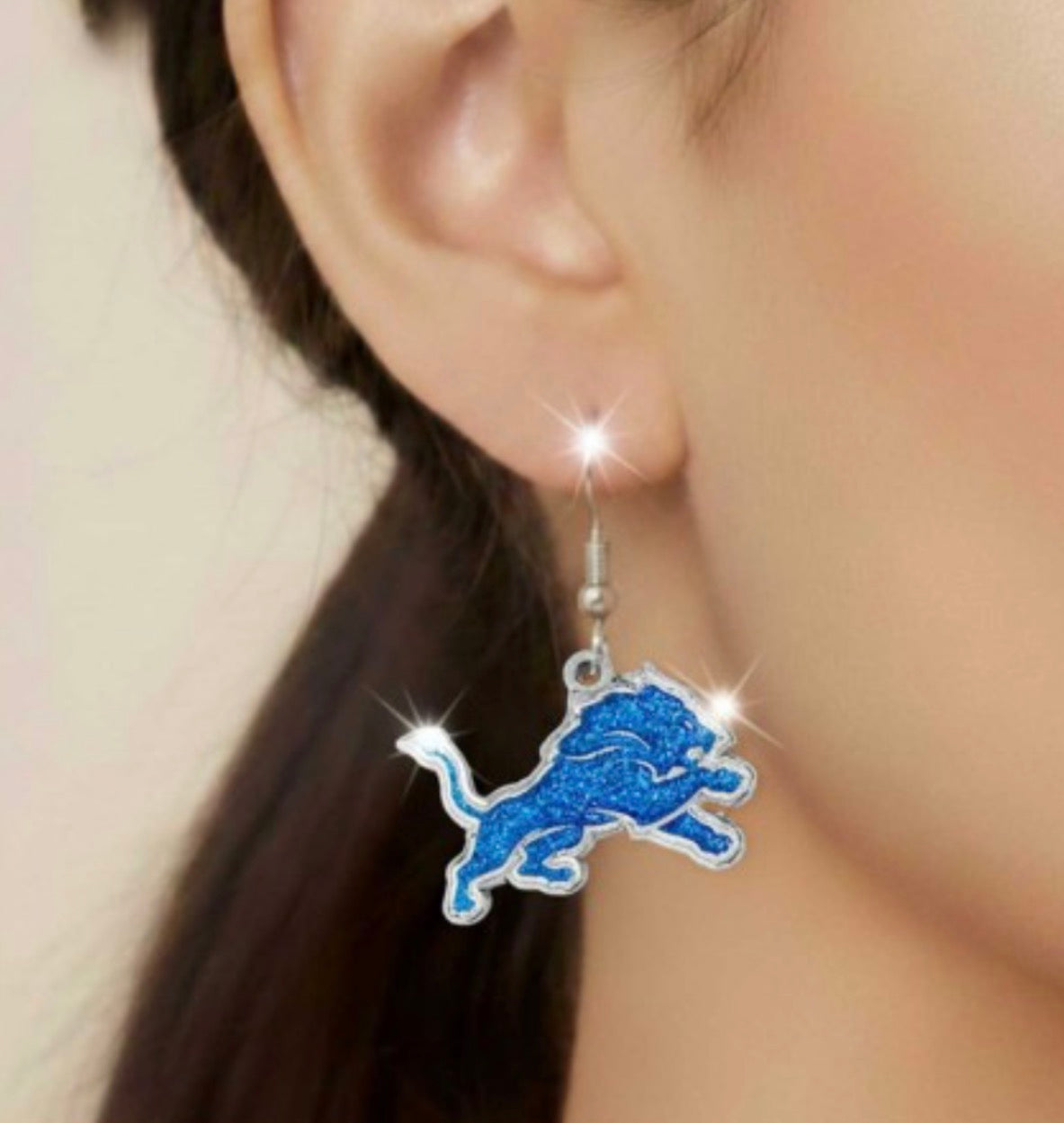 Detroit Lions Sparkly Dangle Earrings