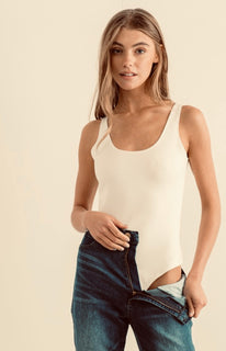 Cream Ponte Basic Bodysuit