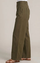 Olive Cotton Twill Wide Leg Pants-Market Grey Boutique