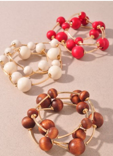 Ivory Boho Chic Wood Bangle