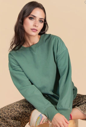 Sage Oversized Casual Comfy Solid Knit Top