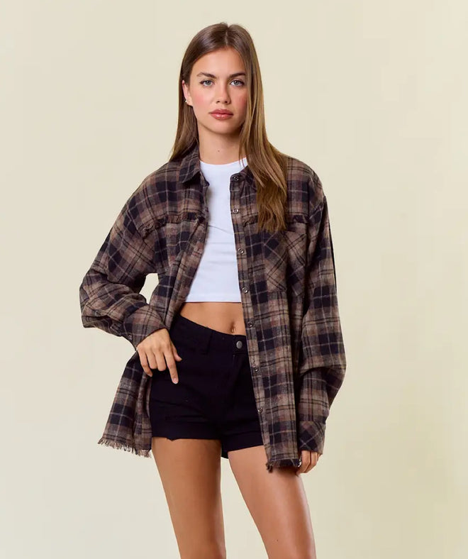 Distressed Black/Brown Flannel